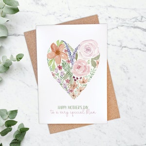Carte botanique personnalisée pour la fête des mères, aquarelle florale - Choisissez votre message sincère