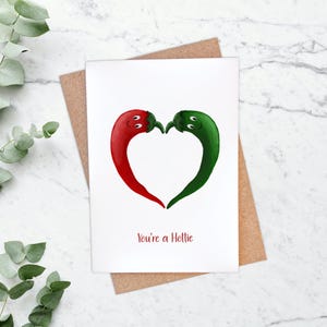 Gay Couple Chilli Pun Card, Funny Cute Chilli Characters - You're a hottie, for Anniversaries, Valentine's Day