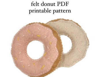 PDF Felt Sewing Donut Pattern, Donut Sewing Pattern, Felt Food Patterns, Digital PDF File Sewing Pattern, Toddler Felt Play Food, Felt Food