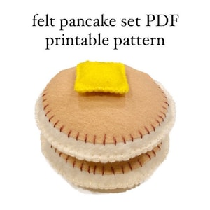 PDF Felt Sewing Pancake Pattern, Felt Food Patterns, Felt Sewing Pattern, Digital File Sewing Pattern, Toddler Felt Food, Pancake and Butter