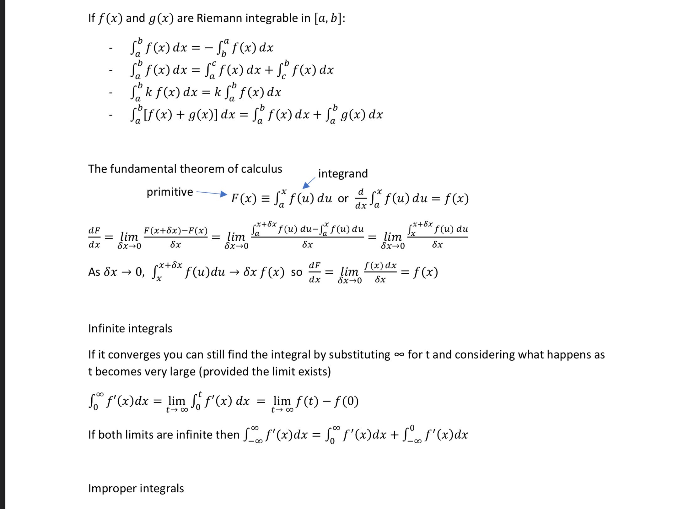 Integration Notes- First Year Undergraduate (university of Cambridge ...