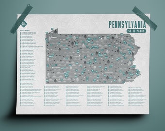 Pennsylvania State Park Map - Checklist (12 x 18 Inches)