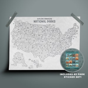 National Park Travel Map - W/ 63 National Park Stickers