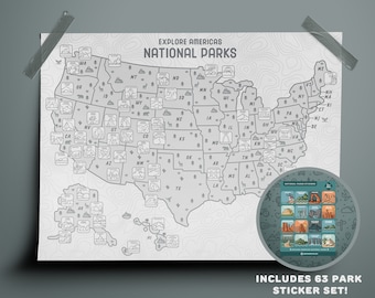 National Park Travel Map - W/ 63 National Park Stickers