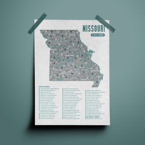 Missouri State Park Map - Checklist (12 x 18 Inches)