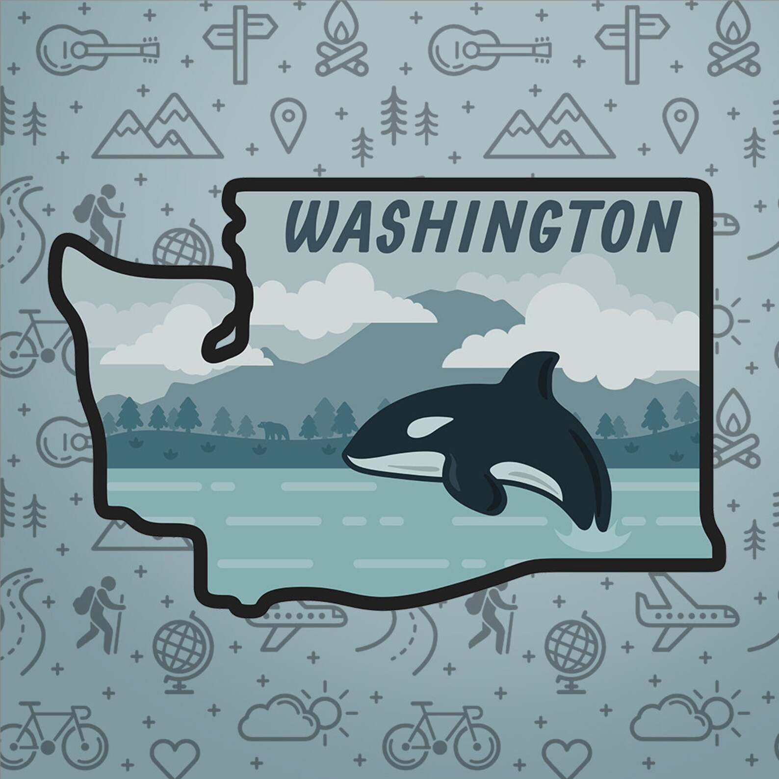 Washington Sticker Washington state outline sticker Etsy