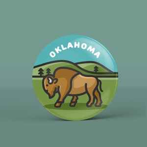 Oklahoma Button Pin / Magnet - USA