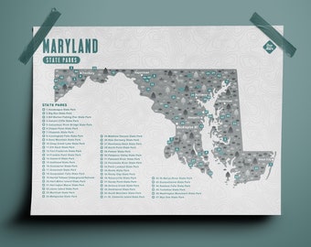 Maryland State Park Map - Checklist (12 x 18 Inches)