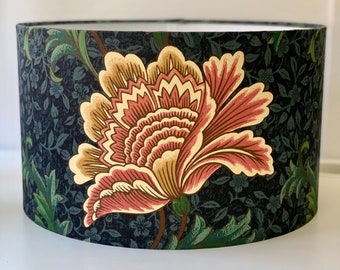 Pantalla de lámpara estilo William Morris - Pantalla botánica floral rosa