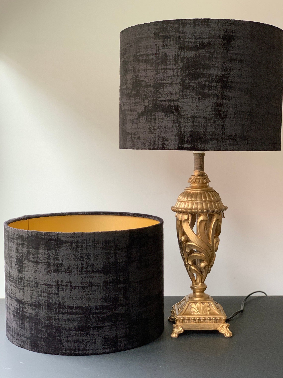 Black Lampshade. Velvet Lampshades. Table Lampshades. Ceiling Etsy