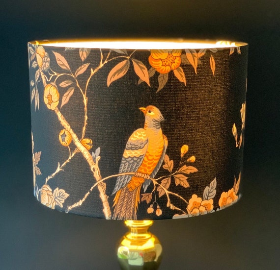 Bird Lampshade. Japanese Lampshade. Oriental Lampshade. Black and