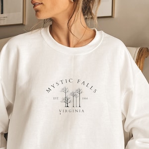 MYSTIC FALLS Virginia Sweatshirt, Unisex Heavy Blend™ Crewneck Sweatshirt, TVD Sweatshirt, Hello Brother, Graphic Crewneck, Pop Culture,Gift