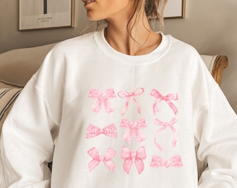 COQUETTE BOWS Unisex Heavy Blend ™ Rundhals-Sweatshirt, Girly Rundhalsausschnitt, Coquette-Pullover, Cottagecore-Sweatshirt, Girly Things