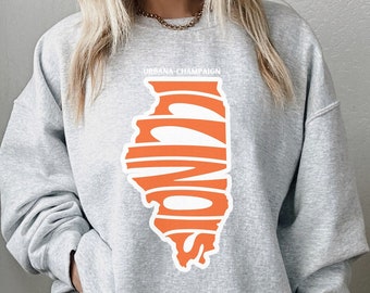 ILLINOIS SWEATSHIRT, Illini Crewneck,Unisex Heavy Blend™ Crewneck Sweatshirt, Illinois Pullover, Collegiate Sweatshirts, Midwest Gifts