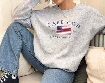 CAPE COD Massachusetts Sweatshirt, Unisex Heavy Blend™ Crewneck Sweatshirt, Usa Flag, New England Crewneck,Beachy Crewneck,Cape Cod Crewneck