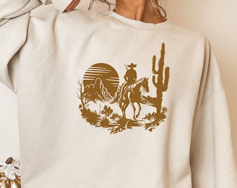 DESERT COWBOY Unisex Heavy Blend™ Crewneck Sweatshirt, Cowgirl, Oversized Crewneck, Women's Graphic Sweatshirts, Gifts for Her