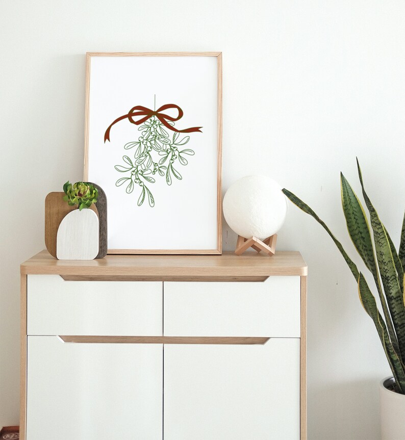 Mistletoe Art Print Holiday Wall Art Holiday Decor Etsy