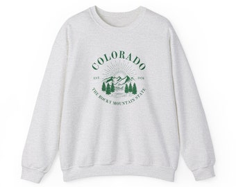COLORADO The Rocky Mountain State-trui, uniseks Heavy Blend™-sweater met ronde hals, Colorado-sweater, Denver, Vail, State-sweaters