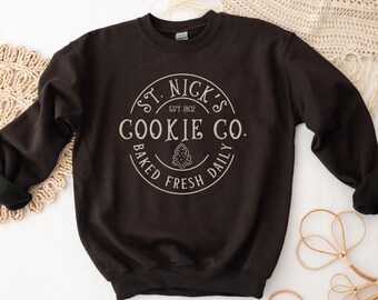 COOKIE CO. SWEATSHIRT, Unisex, Christmas Cookies Crewneck, North Pole Sweater, Christmas Eve Pullover, Santas Cookies, St Nick Sweatshirt