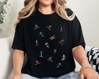SKIING Unisex Garment-Dyed T-shirt, APRES SKI, Skier Tee, Oversized Shirts, Comfort Colors Tee Shirt, Winter Sports, Skiing Gifts