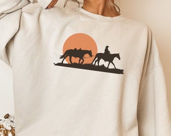 DESERT RIDE Unisex Heavy Blend™ Crewneck Sweatshirt, Women's Sweatshirts, Cowgirl Sweatshirts, Horse Sweatshirts, Gifts for Her