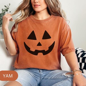PUMPKIN FACE Unisex Garment-Dyed T-shirt, Jack-O-Lantern shirt, Halloween Shirts, Comfort Colors tees, Pumpkin Season, Fall Shirts