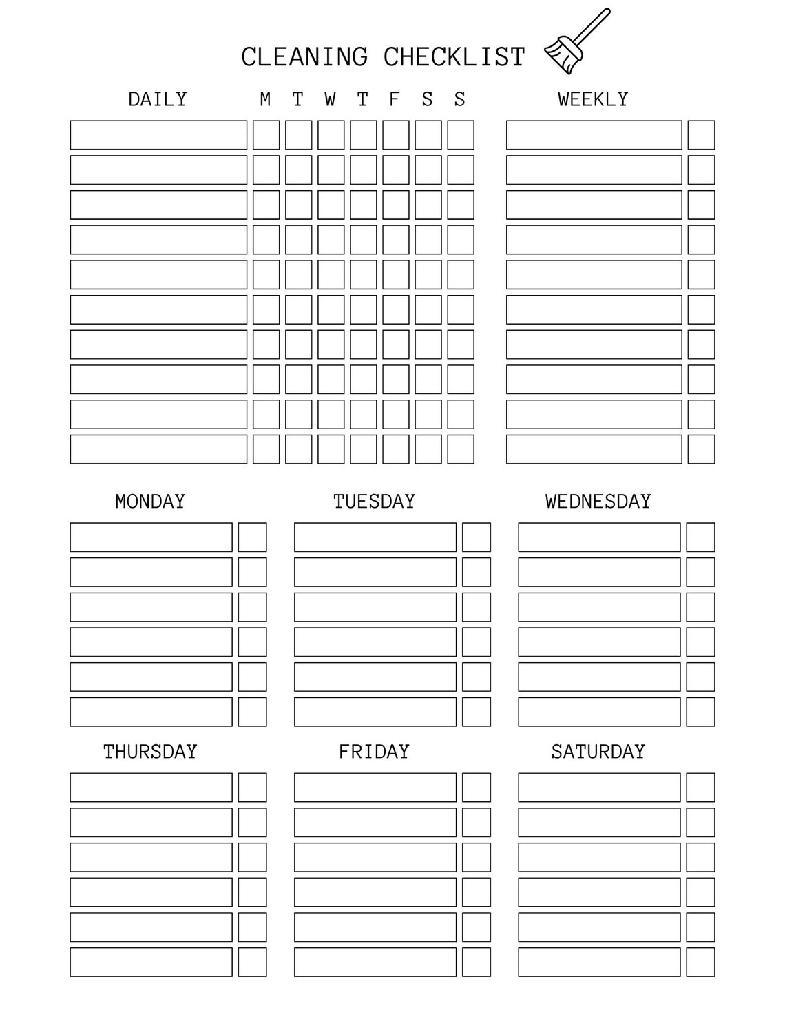 Editable Daily & Weekly Cleaning Checklist - Etsy
