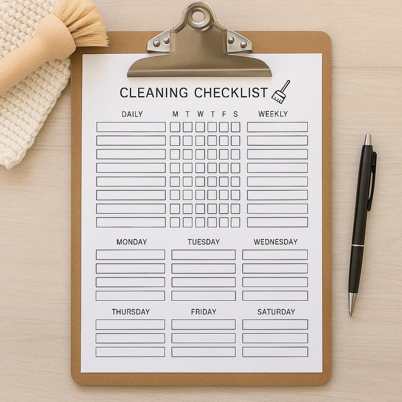 Editable Daily & Weekly Cleaning Checklist - Etsy