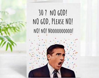 Biglietto di auguri per il 30° compleanno di Michael Scott, biglietto di auguri di compleanno di The Office, biglietto di auguri di compleanno divertente, programma televisivo The Office, biglietto di auguri di buon compleanno