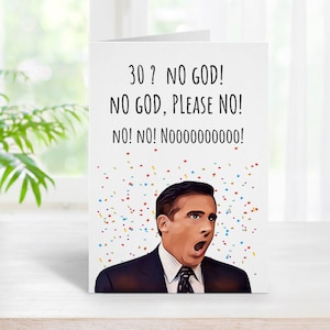 Cartão de aniversário de 30 anos de Michael Scott, cartão de aniversário do escritório, cartão de aniversário engraçado, programa de TV do escritório, cartão de feliz aniversário