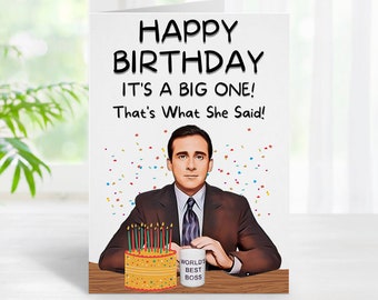Biglietto di Michael Scott, biglietto di The Office, biglietto di compleanno divertente, programma televisivo The Office, biglietti di auguri divertenti, biglietto di buon compleanno