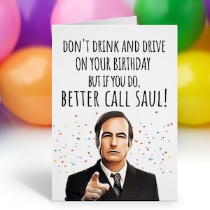 Biglietto di compleanno non buono, biglietto di auguri Saul Goodman, biglietto di compleanno divertente, biglietto scortese e divertente, biglietti di auguri divertenti, biglietto di buon compleanno
