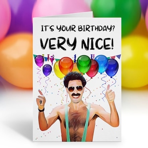 Cartão de aniversário Borat, cartão de aniversário com citação Borat, cartão de aniversário engraçado, cartão rude e engraçado, cartão de feliz aniversário