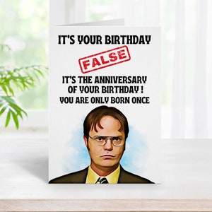 Dwight Schrute Card, The Office Card, Funny Birthday Card, The Office TV Show, Funny Greeting Cards, Happy Birthday Card