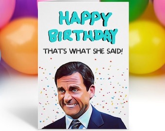 Biglietto di auguri di compleanno di Michael Scott, biglietto di auguri di compleanno di The Office, biglietto di auguri di compleanno divertente, programma televisivo The Office, biglietti di auguri divertenti, biglietto di auguri di buon compleanno