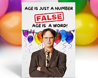 Biglietto di auguri di compleanno The Office, biglietto di auguri di compleanno di Dwight Schrute, biglietto di auguri di compleanno divertente, programma televisivo The Office, biglietti di auguri divertenti, biglietto di auguri di buon compleanno