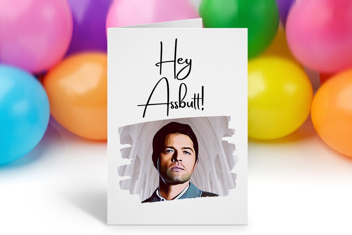 Castiel Birthday Card, Supernatural Show Bday Card, Funny Boyfriend Card, Funny Birthday Card, Rude and Funny Card, Happy Birthday Card