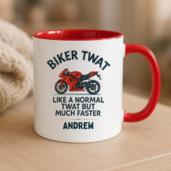 Biker Gifts for Him – Funny Mugs for Guys, Motorbike Gift, Personalised Birthday Mug for Him, Husband Gifts, Boyfriend Gift, Gifts for Dad