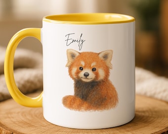 Regalo para amantes del panda rojo: taza personalizada, regalo personalizado para ella, taza con panda rojo, regalo adorable de panda rojo, pandas rojos divertidos, regalo de cumpleaños de panda rojo