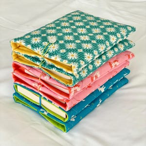 Handmade Quilted Book Sleeve, Book Cover, Ruby Star Fabric Collection