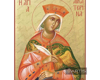 Saint Catherine Greek Orthodox Gilded Icon