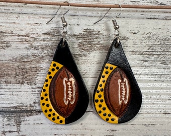 Genuine Leather football earrings