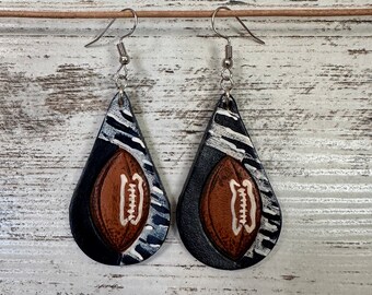 genuine leather Football earrings