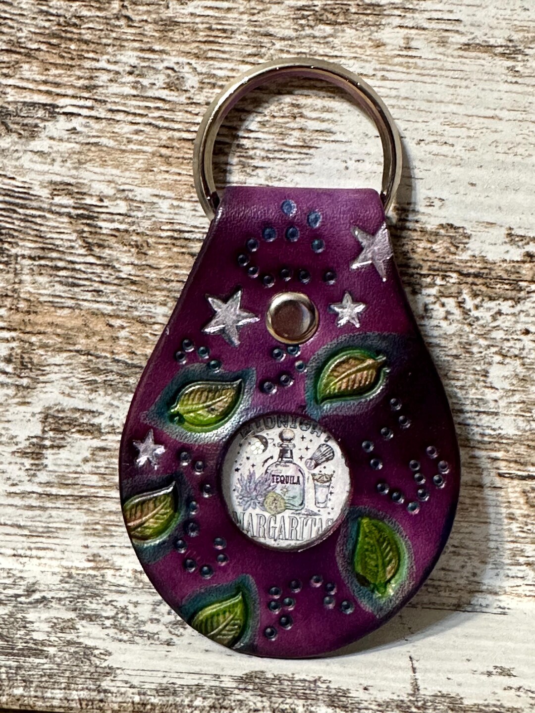 Practicle Keychains Handmade Leather Keychain: Practical Magic Midnight Margaritas, Tooled ...