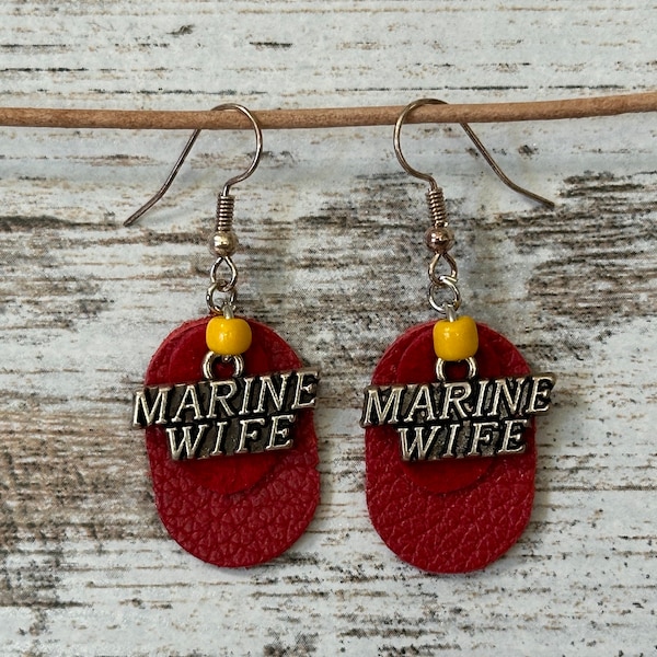 Marine Wife Earrings!  Made with real leather