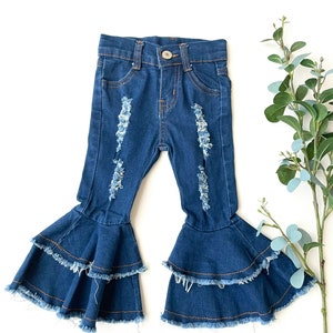 Baby bell bottoms Distressed toddler Double flare bell bottoms PLEASE MEASURE!