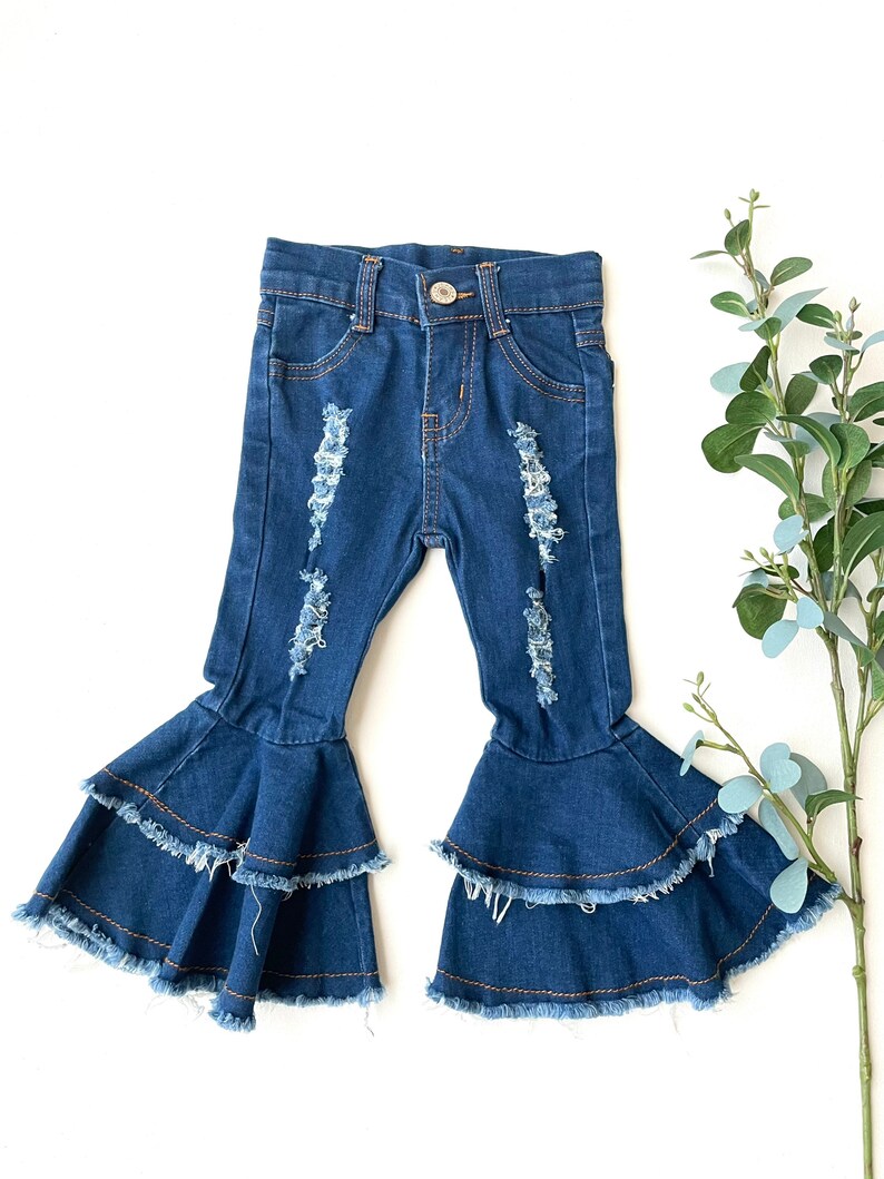 Baby Bell Bottoms Distressed Toddler Double Flare Bell Bottoms Etsy