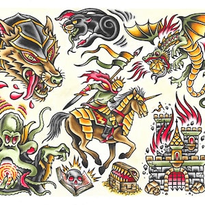 Dungeons & Dragons - Tattoo Flash Sheet