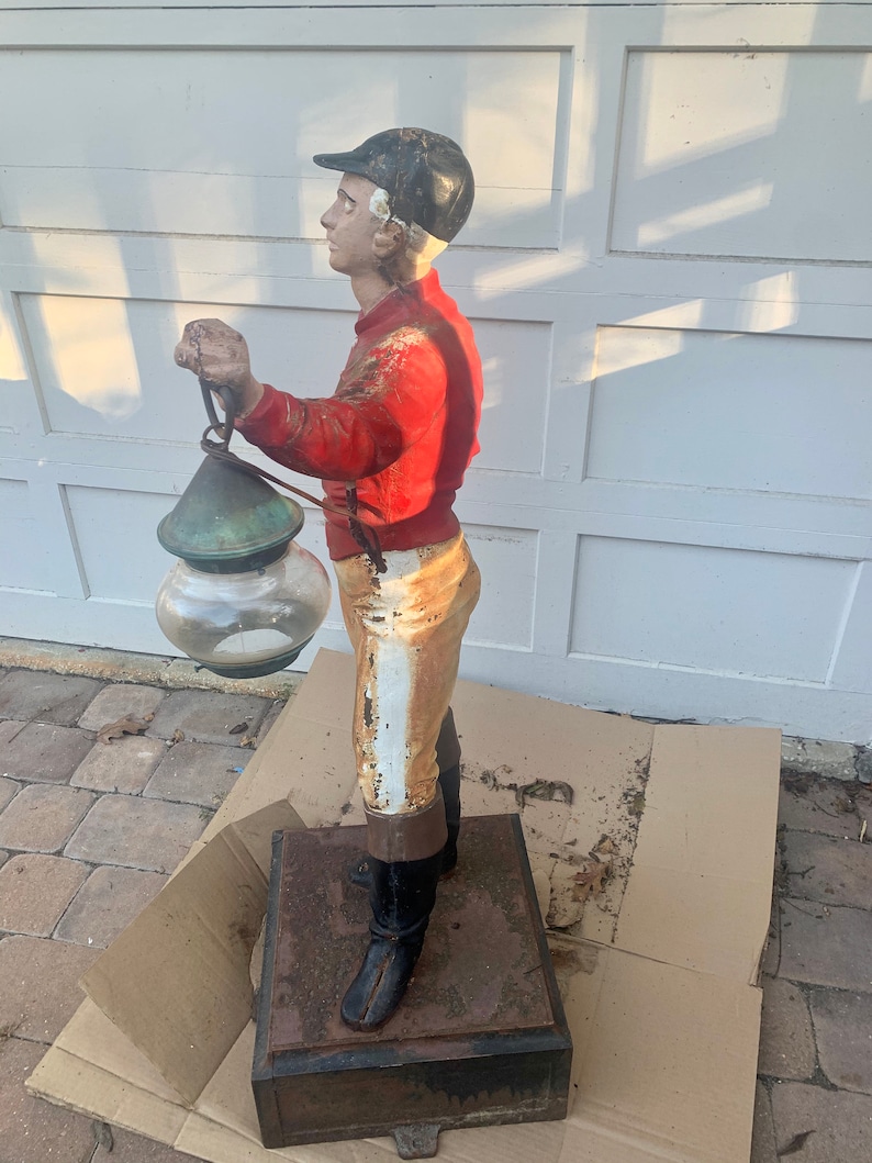 Antique Architectural Garden USA Cast Iron Lawn Jockey Statue Etsy