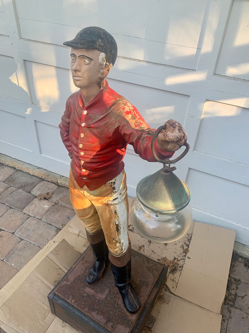 Antique Architectural Garden USA Cast Iron Lawn Jockey Statue Etsy
